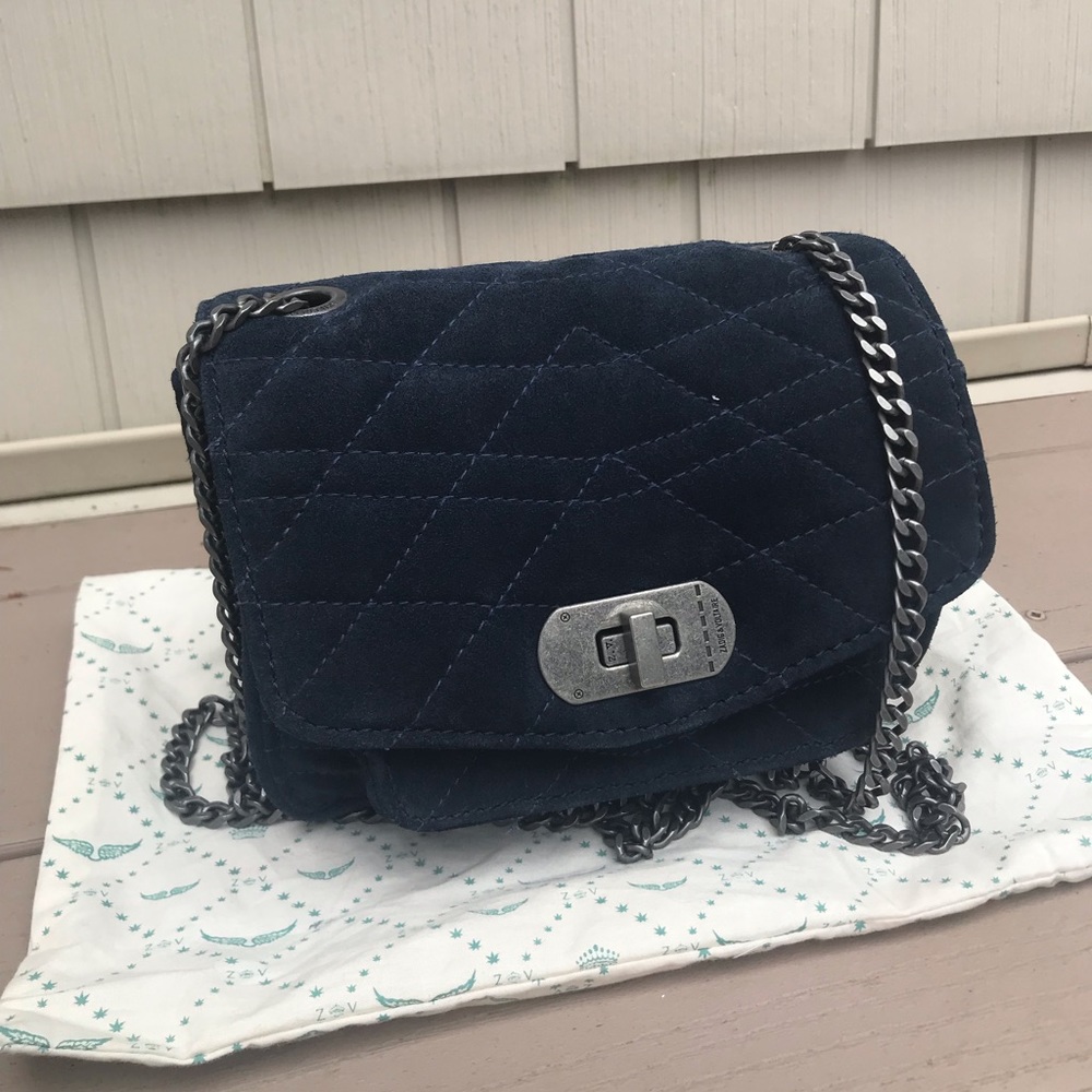 Zadig & Voltaire Suede Navy Crossbody Mini Bag